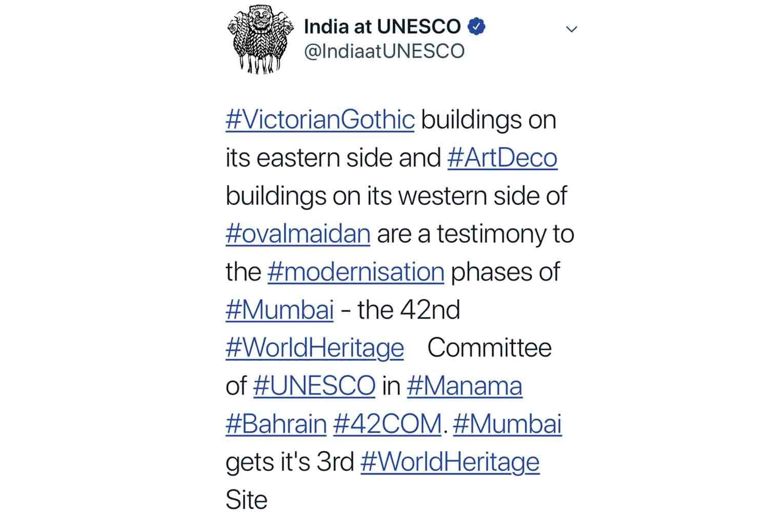 UNESCO Tweet's about the inscription