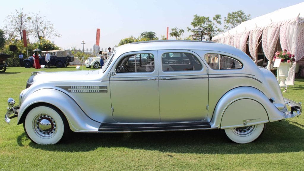 Side view of the streamlined car Chrysler Airflow 1936; Photo Credit: Karl Bhote