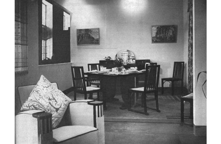 Dining Room Exhibit (Stand 14) furnished by The Army & Navy Stores Ltd. Source: Journal of the Indian Institute of Architects, January 1938