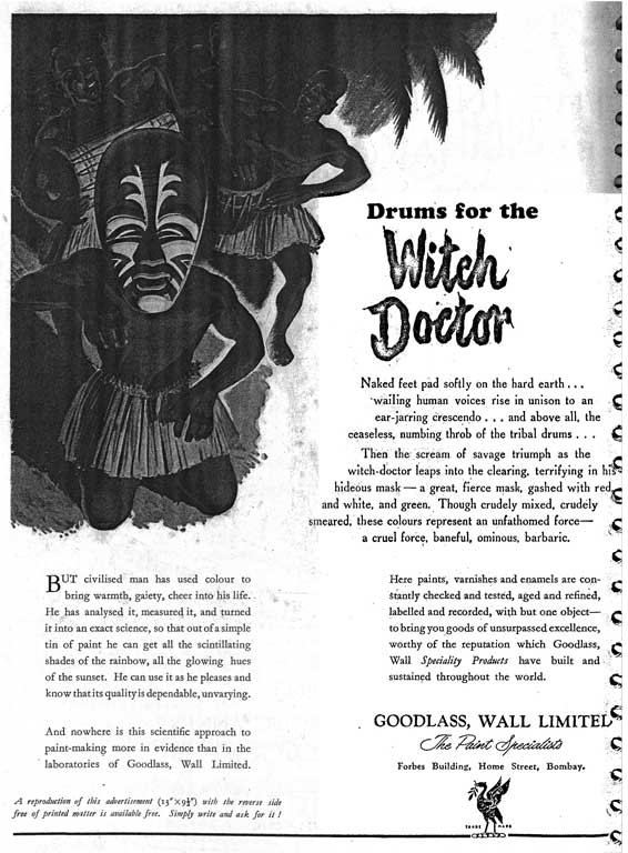 Advertisement by Goodlass, Wall Ltd calling the paints used by natives “crudely mixed”. Source: Journal of Indian Institute of Architects, 1950; Art Deco Mumbai Trust Archives